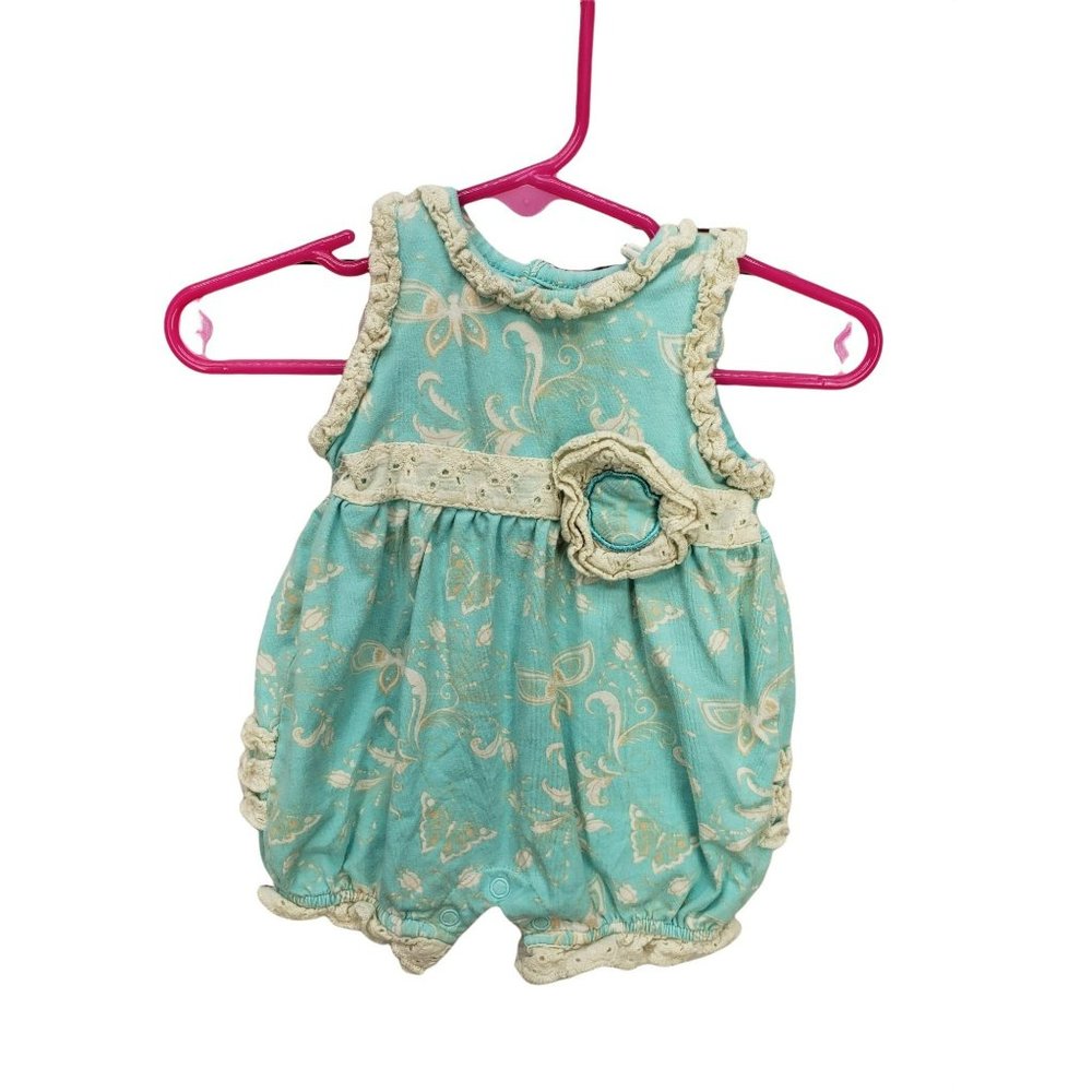 Tara Collection Ruffled Light Blue Butterfly‎ Size 3 Months Romper